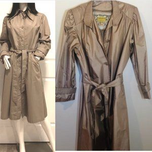 Vintage 80s fleet street Chiango Metallic Tan Trench Coat